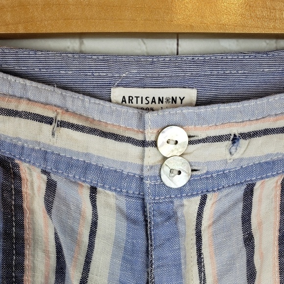 Artisan NY Linen Striped Shorts 6 - Picture 3 of 9